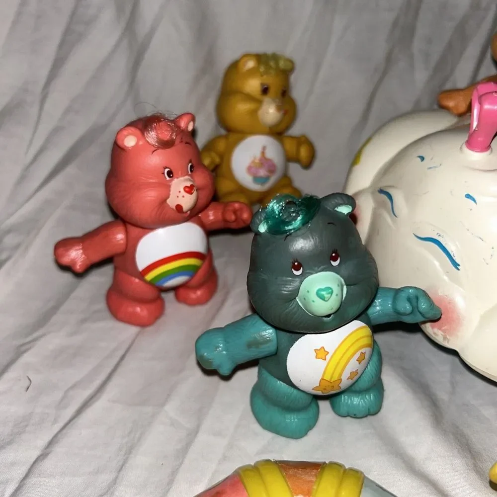 Care Bears Vintage 1983 Kenner Action Figure Toy Lot‎ 7 Bears With Cloud Car B1